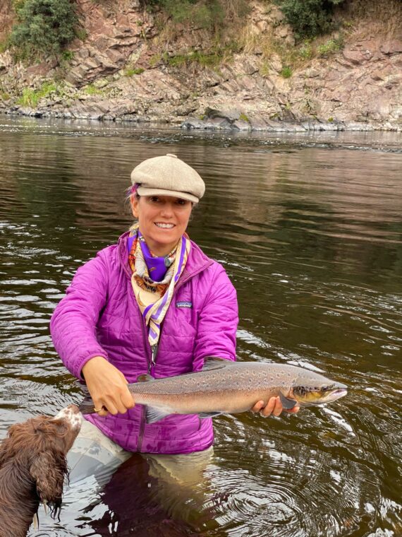 Clare Haggas with a resident cock fish