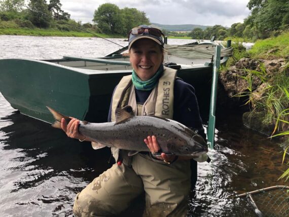 Jenny Potts with a 12lb fish from the Geantree.