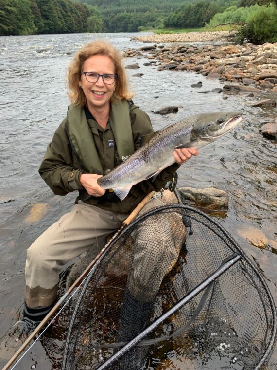 Jo Pennington with her first ever salmon from the Big Haddie

