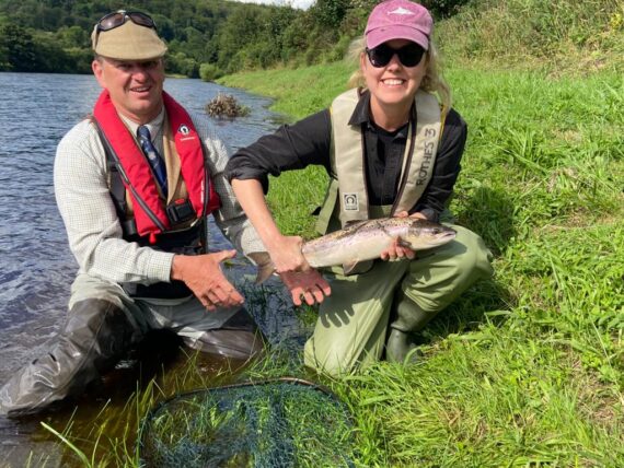 Bronnie Edwards with her first fish from the Junction