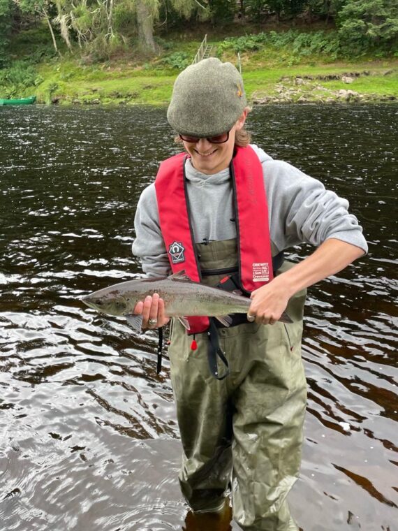 Noah Palmer with a grilse from Big Griggle