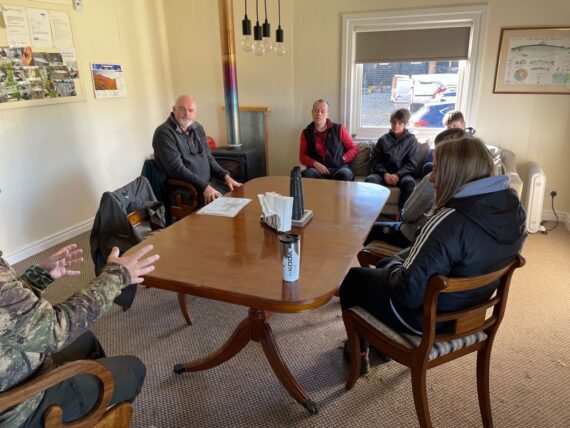 One of the groups listening to the role of the Board Biologist and the Head Water Bailiff (Apologies to Richard for him being half in shot)