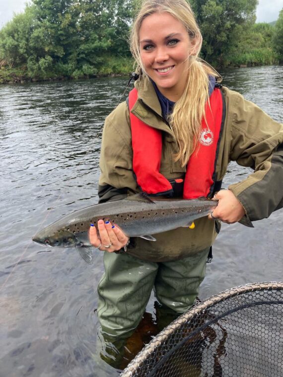 Till Fitzjohn with her first ever fish