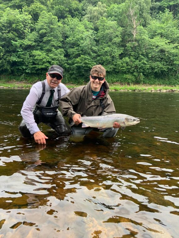 Thomas Robertson with Orn Sigurhansson, Easter Elchies ghillie.