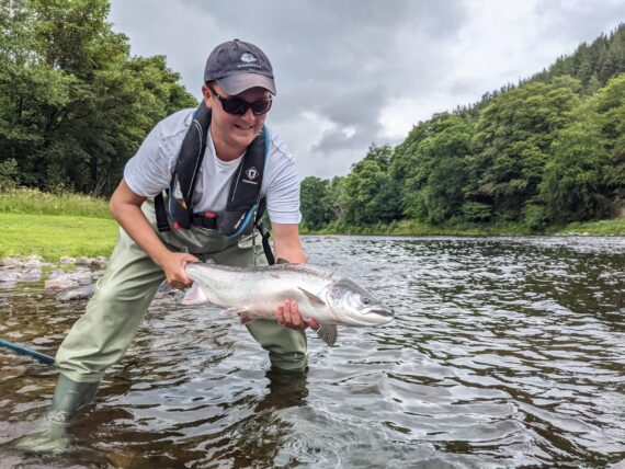 Paddy โSplasherโ Peake with his first salmon