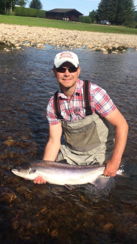 Neil again, this time with Mr Rawsonโs 14lb fish from Bluestone
