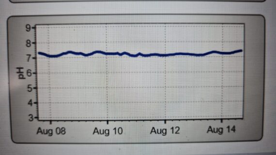 pH level was above 7 all week